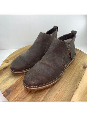 UGG Clementine Womens 12 Side Zip Ankle Boots Brown Leather Booties 1008703